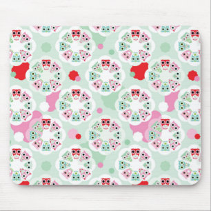 pastel flower owl background pattern mouse pad