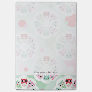 pastel flower owl background pattern post-it notes