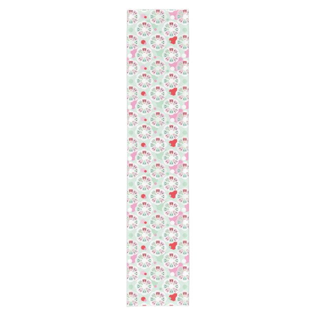 pastel flower owl background pattern short table runner (Front)