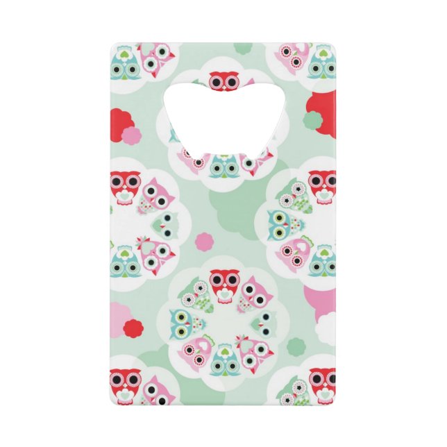 pastel flower owl background pattern wallet bottle opener (Front)