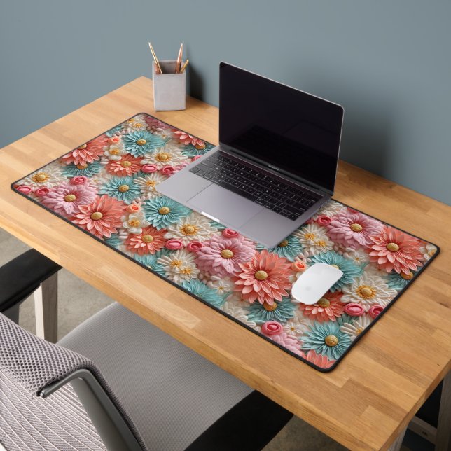 Pastel Flower Pattern Desk Mat (Office 2)