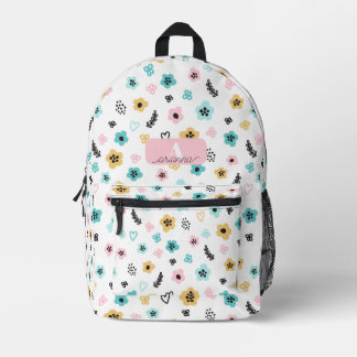 Pastel Flower Pattern Retro Floral Personalized Printed Backpack