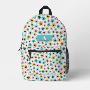 Pastel Flower Pattern Retro Floral Personalized Printed Backpack