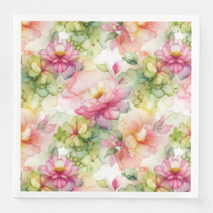 Pastel Flowers Alcohol Ink Illustration Napkin