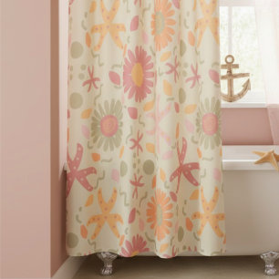 Pastel Flowers And Starfish On Cream