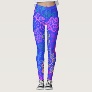 Pastel Flowers Blue Leggings