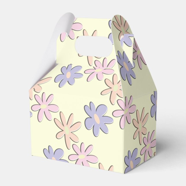 Pastel Flowers Cream Favor Box (Front Side)