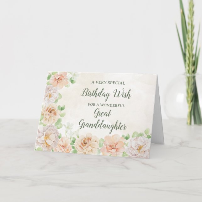 Pastel Flowers Great Grandgirl Carte d'anniversair (Devant)