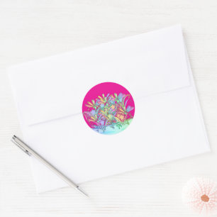 Pastel Flowers Hot Pink  Envelope Seal