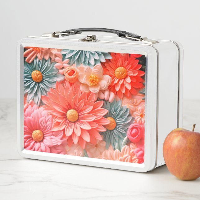Pastel Flowers Metal Lunch Box (In Situ)