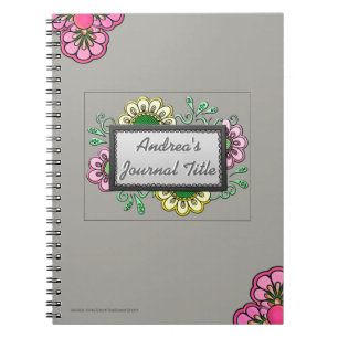 Pastel Flowers on Soft Warm Grey  (Personalized) Notebook
