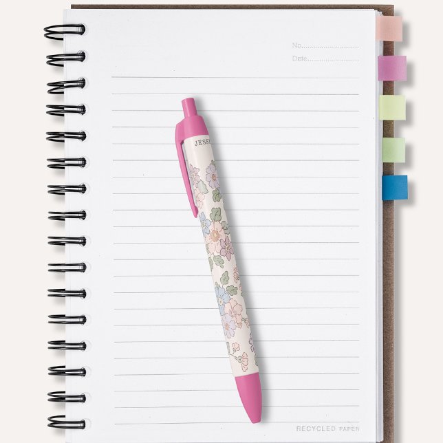 Pastel Flowers on the light pink background  Black Ink Pen (Creator Uploaded)