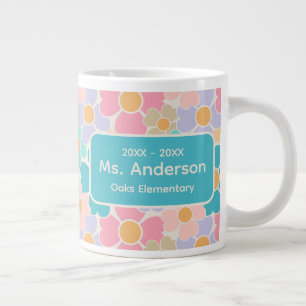 Pastel Flowers Personalized Teacher Large Coffee Mug