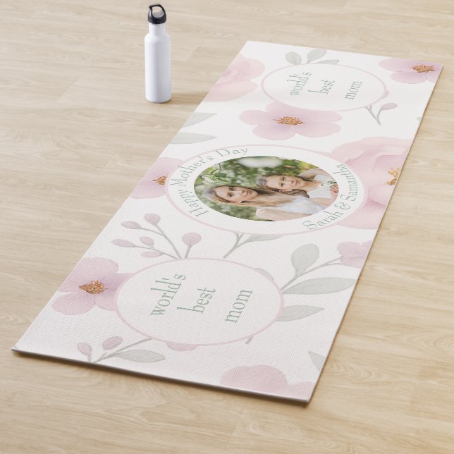 Pastel Flowers & Photo - Personalized Mother’s Day Yoga Mat (In Situ)
