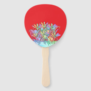 Pastel Flowers Red   Hand Fan