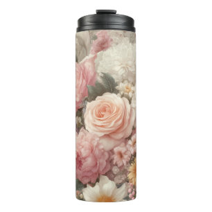 Pastel Flowers Shabby Chic Rose Floral Thermal Tumbler