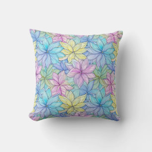 Pastel Flowers Throw Pillow