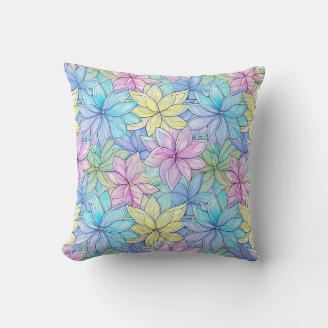 Pastel Flowers Throw Pillow (Front)
