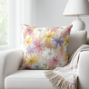Pastel Flowers Throw Pillow