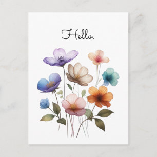 Pastel Flowers Watercolor Illustration Customize  Postcard