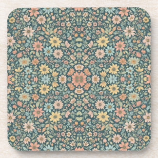Pastel  flowers with a dark background coaster