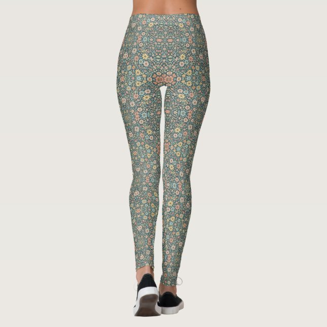  Pastel  flowers with a dark background Leggings (Back)