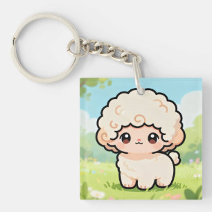 Pastel Fluffy Lamb Keychain