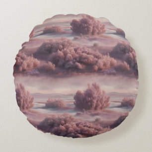"Pastel Fog Party (Yes, Fog Can Party)" Round Pillow