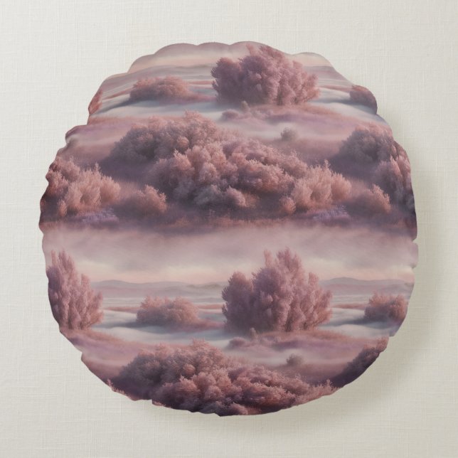 "Pastel Fog Party (Yes, Fog Can Party)" Round Pillow (Front)