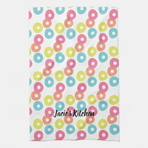 Pastel Foodie Cereal Floatie Loops Modern Kitchen Towel