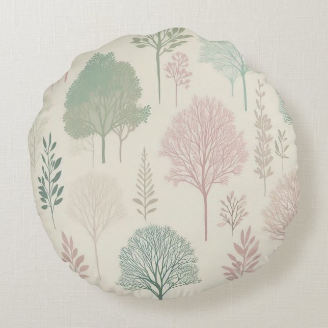 Pastel Forest Round Cushion (Back)
