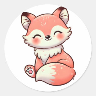 Pastel Fox Design, Cute Soft Colour Fox Art Classic Round Sticker