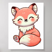 Pastel Fox Design, Soft Colour Fox Art