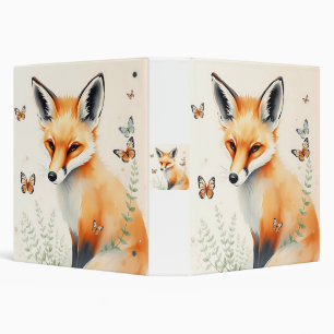 Pastel Fox With Ferns and Butterflies Binder