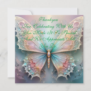 Pastel Fractal Pastel Butterfly,  Thank You Card