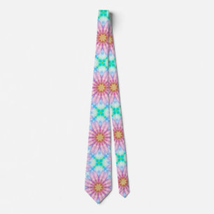 Pastel Fractal Watercolor Abstract Floral Pattern Tie
