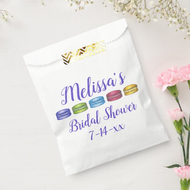 Pastel French Macaron Cookie Pastry Bridal Shower Favour Bag (Sealed)