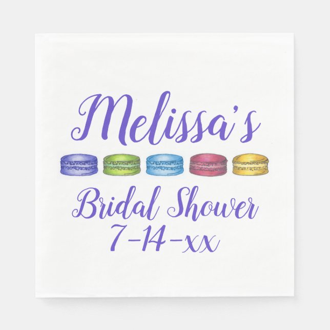 Pastel French Macaron Cookie Pastry Bridal Shower Napkin (Front)
