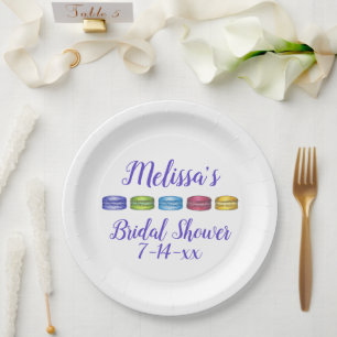 Pastel French Macaron Cookie Pastry Bridal Shower Paper Plate