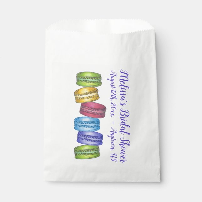 Pastel French Macaron Cookie Stack Bridal Shower Favour Bag (Front)