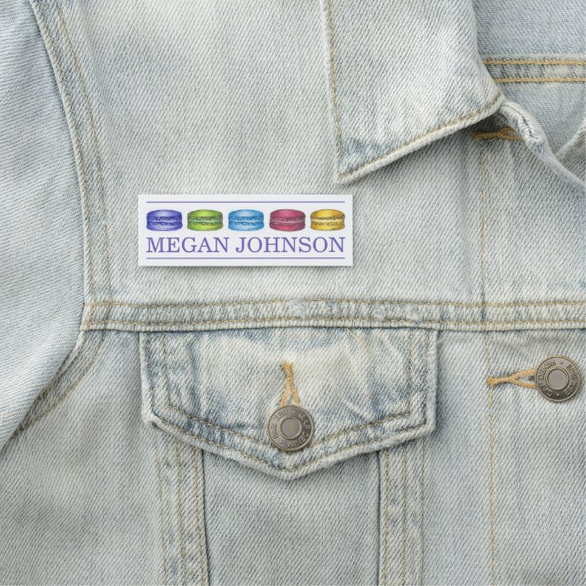 Pastel French Macaron Cookies Bakery Pastry Chef Name Tag (In Situ)