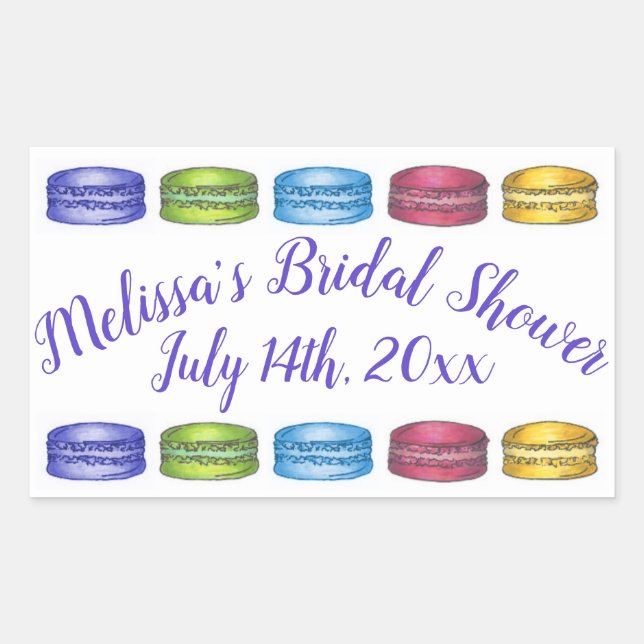 Pastel French Macaron Cookies Bridal Shower Party Sticker (Front)