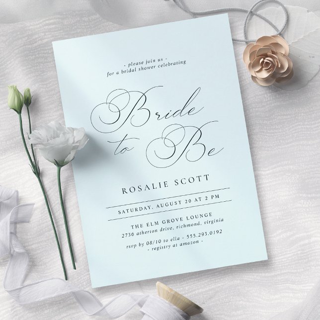 Pastel Frost Blue | Delicate Script Bridal Shower Invitation (Creator Uploaded)