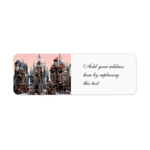 Pastel Futuristic City Fantasy Skyline Art
