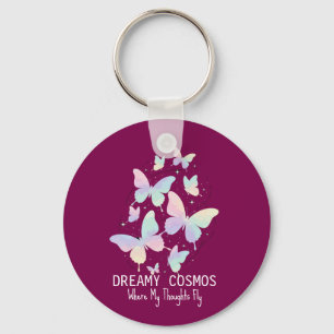 Pastel Galaxy Butterflies Dreamy Aesthetic Keychain