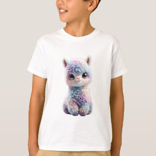 Pastel Galaxy Rainbow Fluffy Alpaca Kids T-Shirt