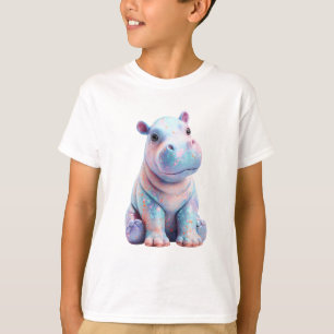 Pastel Galaxy Splatter Baby Hippo Kids T-Shirt