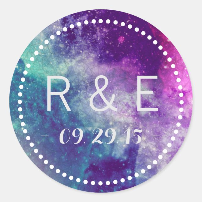 Pastel Galaxy Wedding Favour Stickers (Front)