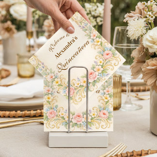 Pastel Garden Baroque Quinceañera Napkin