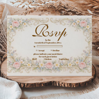 Pastel Garden Baroque Quinceañera RSVP Card